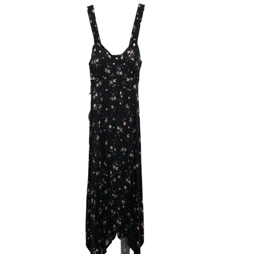 American Rag Maxi A-Line Strap Asymmetrical Rayon Dress W Size S Black/White - Picture 2 of 7